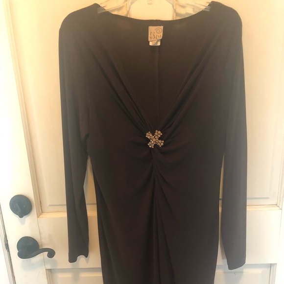 M.L. Malik Brown Dress with Crystals - Picture 1 of 4